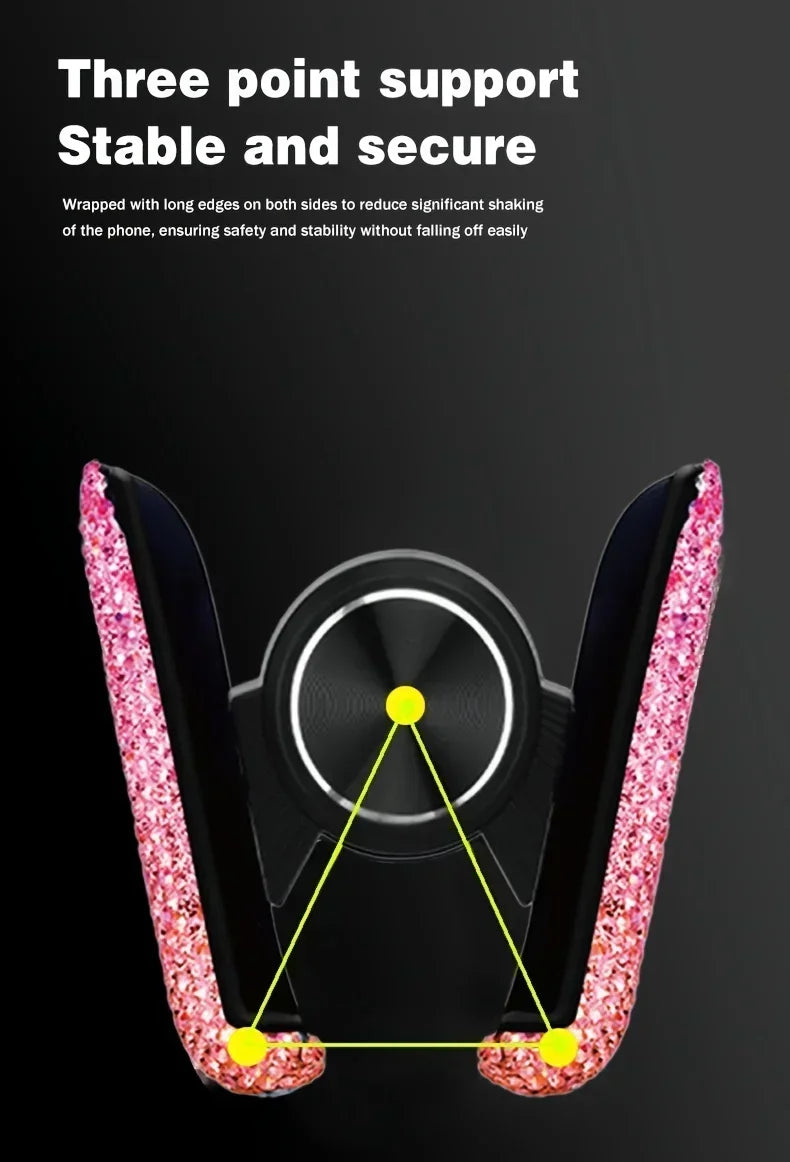 Car Phone Holder Women Diamond Crystal Car Air Vent Mount Clip Mobile Phone Holder Stand in Car Bracket Interior Amagi