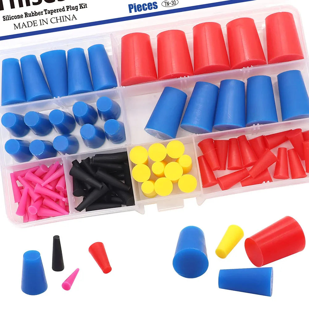 105 Pcs High Temp Masking Plugs Powder Coating Silicone Cone Plugs Assortment Kit Car Maintenance Reusable Accessories