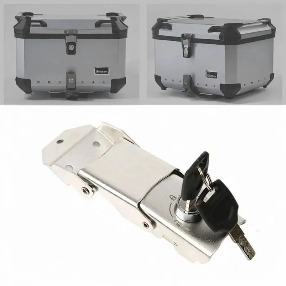  Detachable Stainless Steel Buckle Lock Motorcycle Trunk Lock Hinge Lock 2 Key Anti Theft Motorbike Rear Trunk Case Lock Fittin