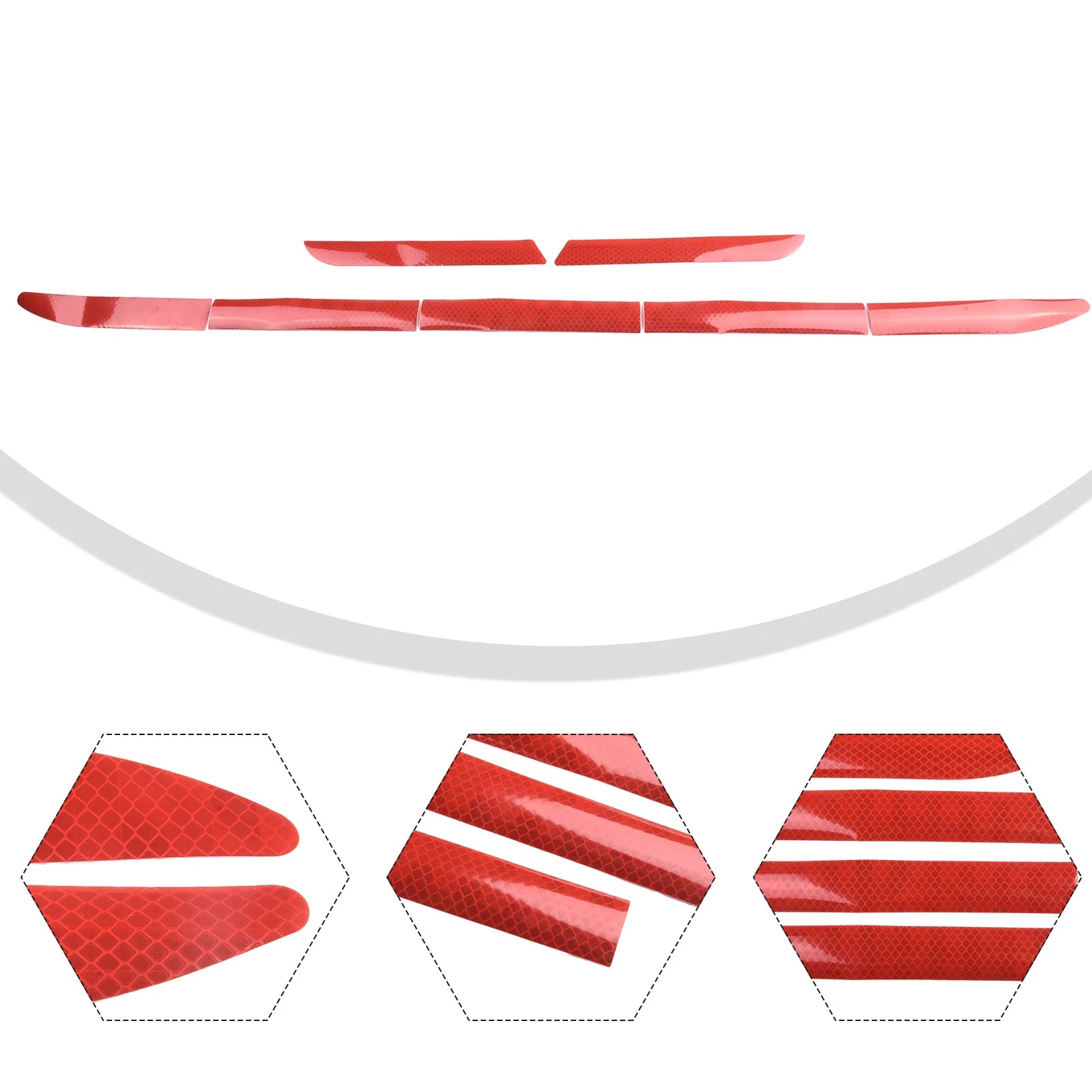 7Pcs Car Reflective Warn Strip Tape Bumper Safety Stickers Car Safety Mark Reflective Strip Car Trim Accessories
