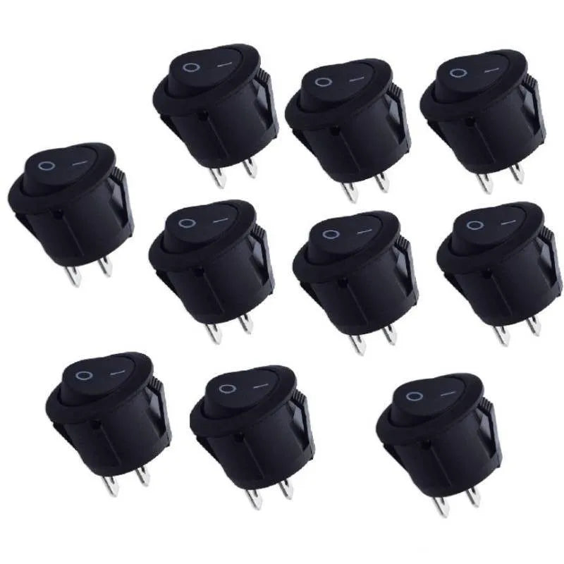 10PCS 12V Round Rocker Switch ON/OFF 2 Pin SPST Camper Van Caravan Motorhome For Car Auto Boat Household Appliances