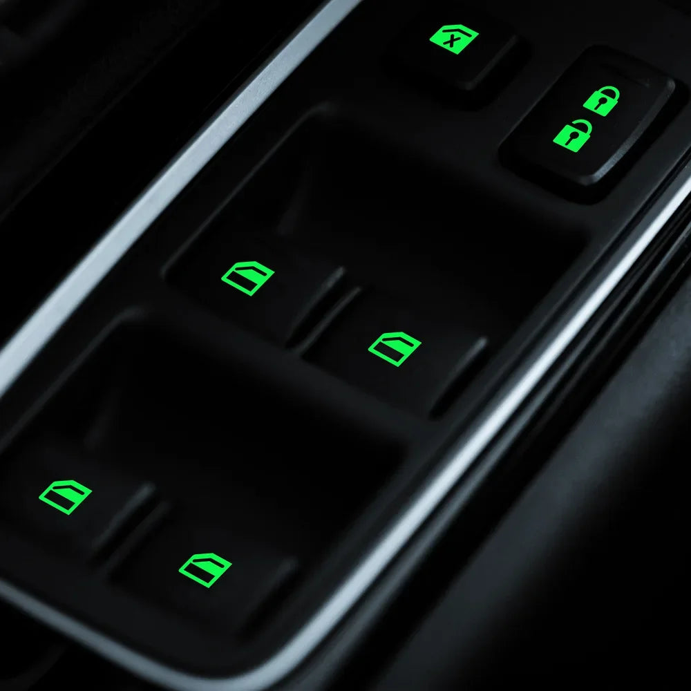 Car Control Switch Button Fluorescent Sticker Window Lifter Luminous Button Sticker Auto Interior Decal Decor Accessories 1-5PCS