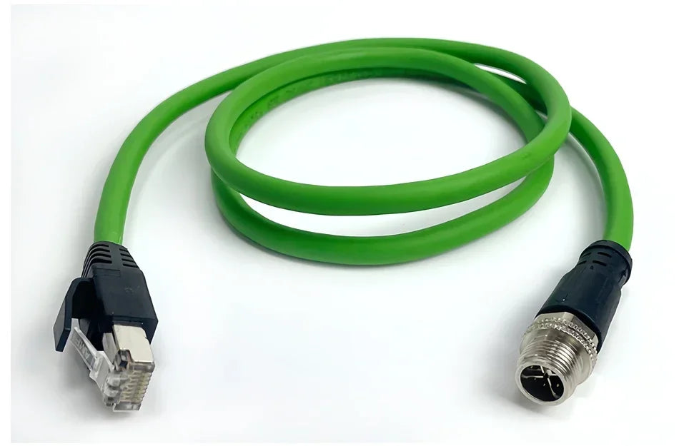 M12 X-Code 8Pin Male to RJ45 Gigabit Ethernet Cable 10Gbps IP67 Shielded - Industrial CAT6A Network Wire for Robotics & Harsh