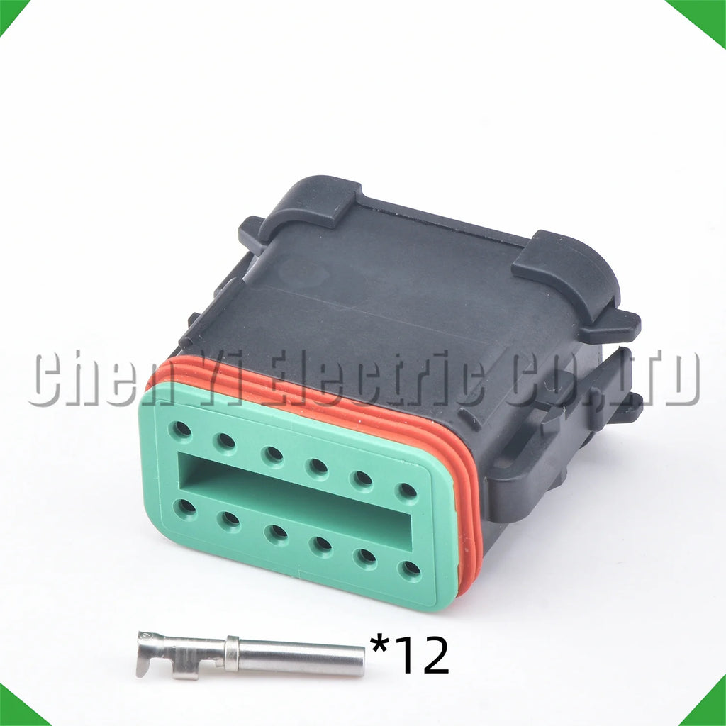 12 Pin Black DT Automotive Connectors Wire harness Plug For Deutsch DT06-12S DT04-12P D...