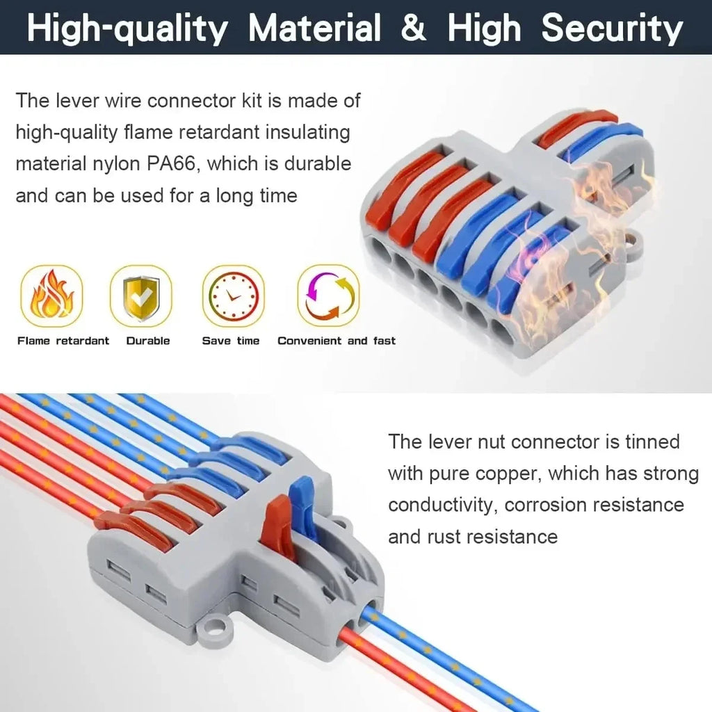 SPL2/3/4/5 Quick Wiring Terminal, PCT Parallel Wire Connector Junction Box, 1‑in 2/3/4/5‑Out Splitter for Lamp/Lighting