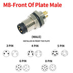 M8 Waterproof Aviation Connector Set, 3–8 Pin Male Female Plug & Socket for Proximity Sensor, Straight Right Angle/Flange Mount