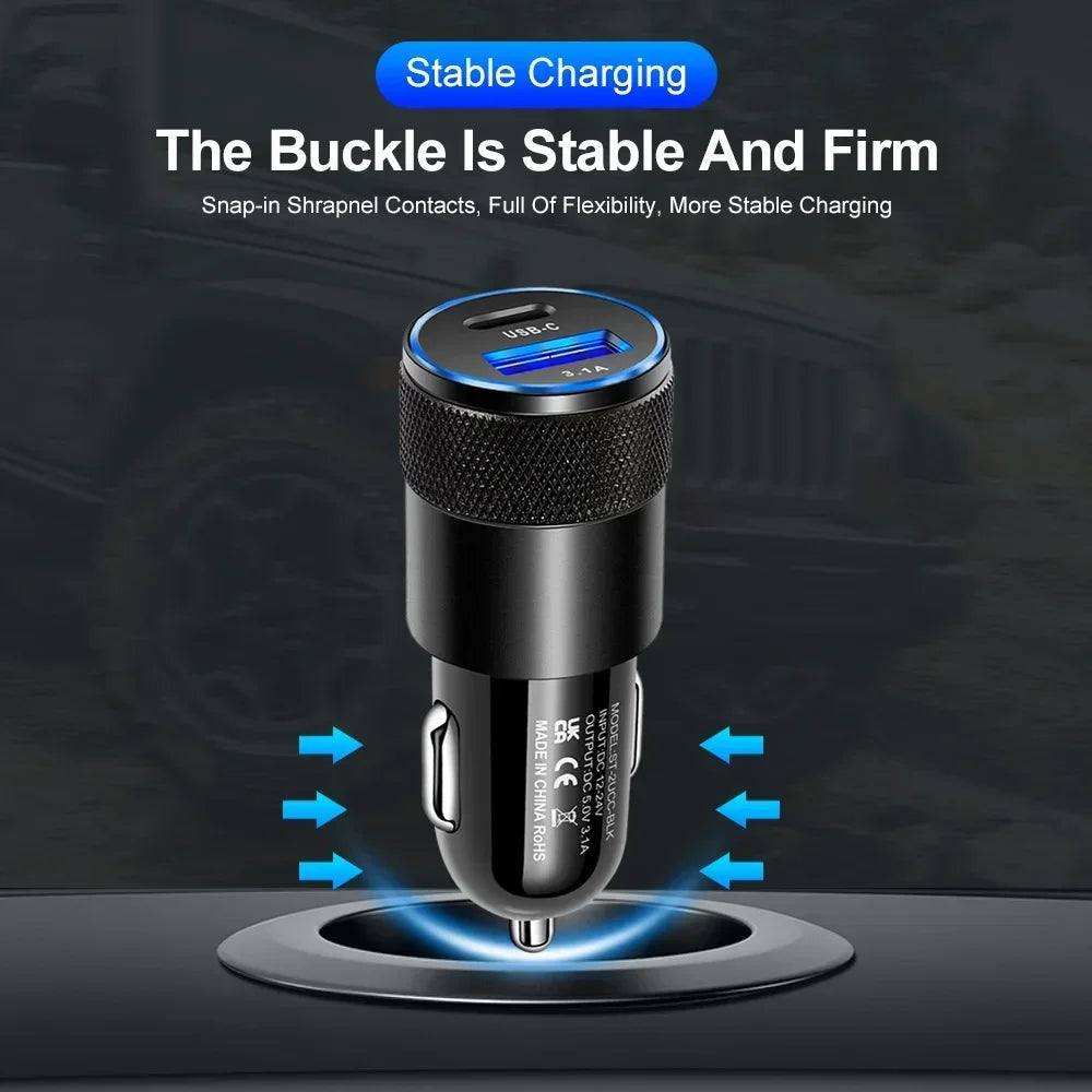 66W USB Car Charger Fast Charging Type C Chargers PD QC 3.0 Phone Charger in For IPhone 15 Pro Max Xiaomi Huawei Samsung Amagi