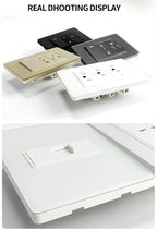 Brazil Standard Wall Socket (Type N) with Type‑C USB, 3‑Gang Wall Switch, Tempered Glass Panel, Stable Power for Home/Office
