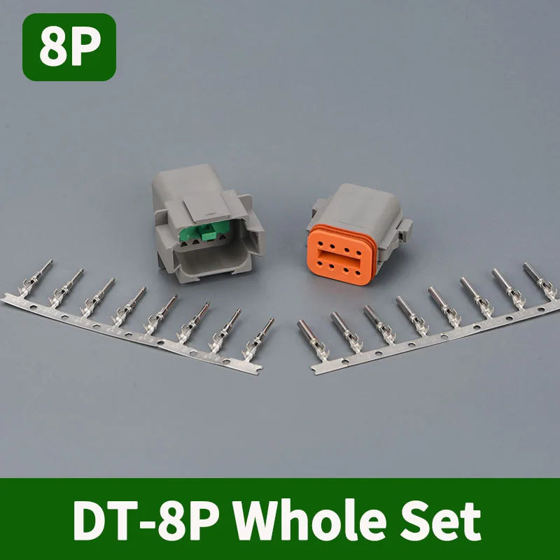 Deutsch DT Series 8-Pin Waterproof Connector Set, Male Female Electrical Plug for 16–22 AWG Automotive Wiring DT04-8P DT06-8S