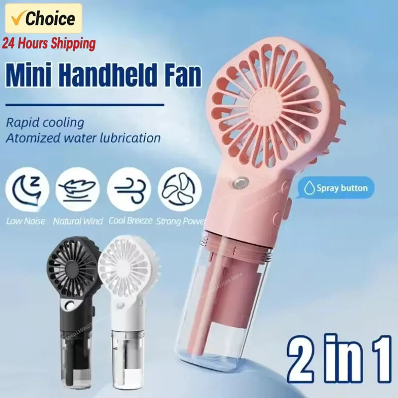 Portable Handheld Spray Fan Mini Humidifier Fan Powerful Wind USB Rechargeable Water Spray Mist Fan Outdoor Small Fan Amagi