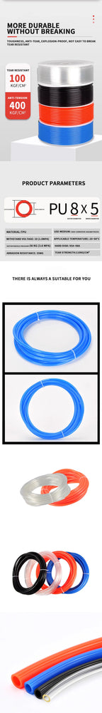 10M/20M/50M/100M Air Component Hose Polyurethane Tubing Tube 4mm 6mm 8mm 10mm 12mm Pipe Line Hose Pneumatic Tube for Compressor
