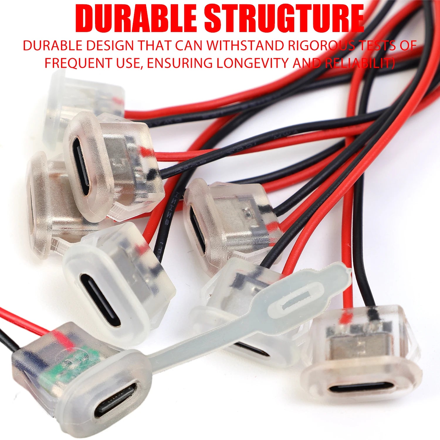 2pin USB Type C 3A Input Type Charging Socket with LED Lights Plate Waterproof Power Port TYPE-C Female Connector Jack