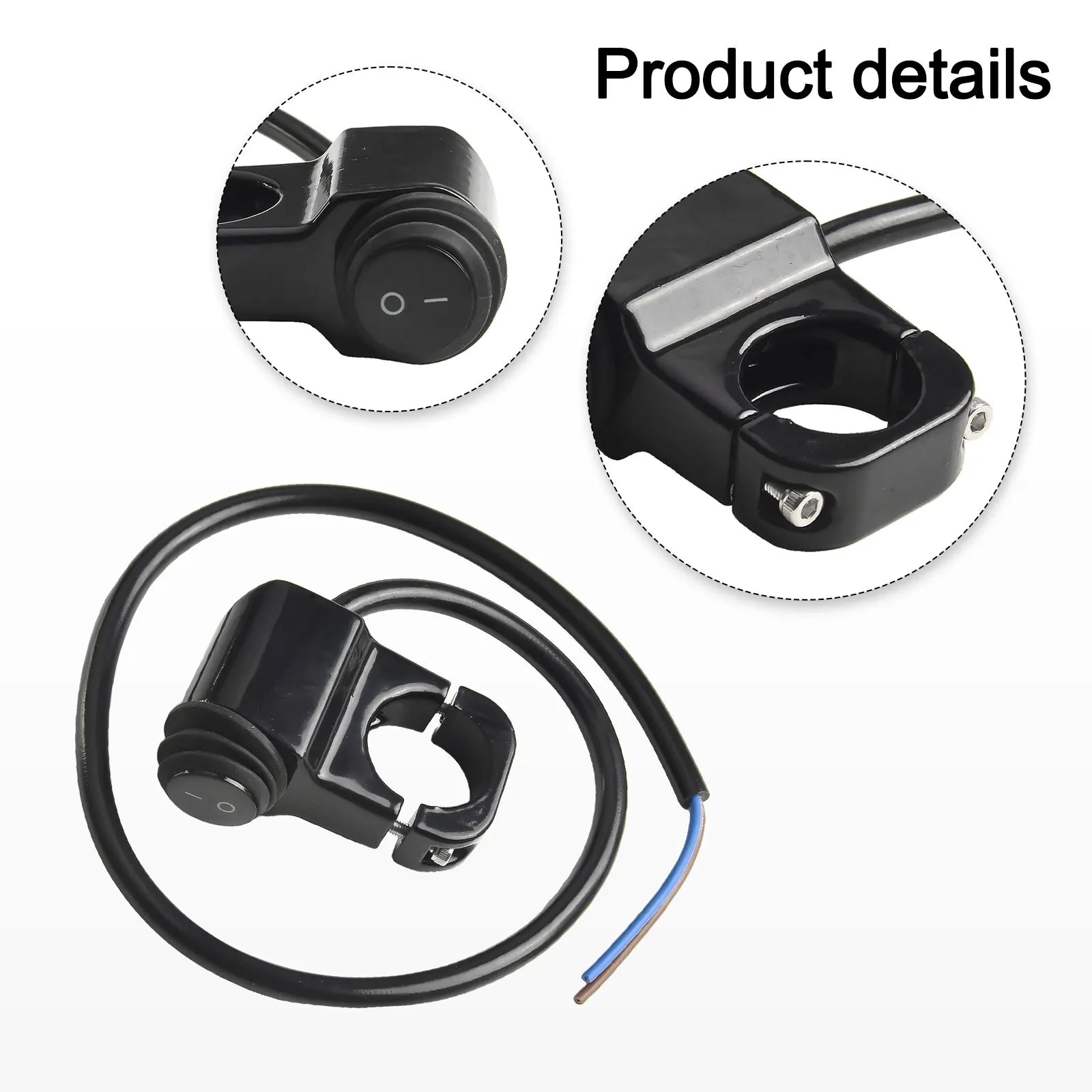 Motorcycle Handlebar Headlight ON/OFF Switch Black/Silver Aluminum Alloy 2-Wire Waterproof Second Gear Switch Motorcycle Parts
