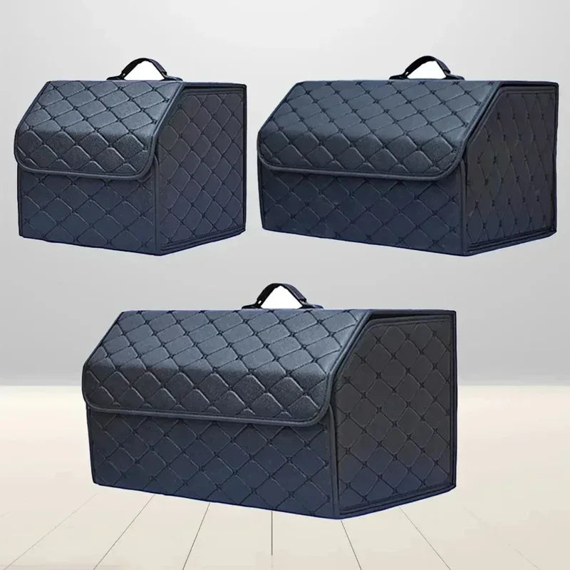Car Trunk Organizer Box Large Capacity Auto Multiuse Storage Bag Stowing Tidying Leather Folding For Emergency Storage Box Amagi