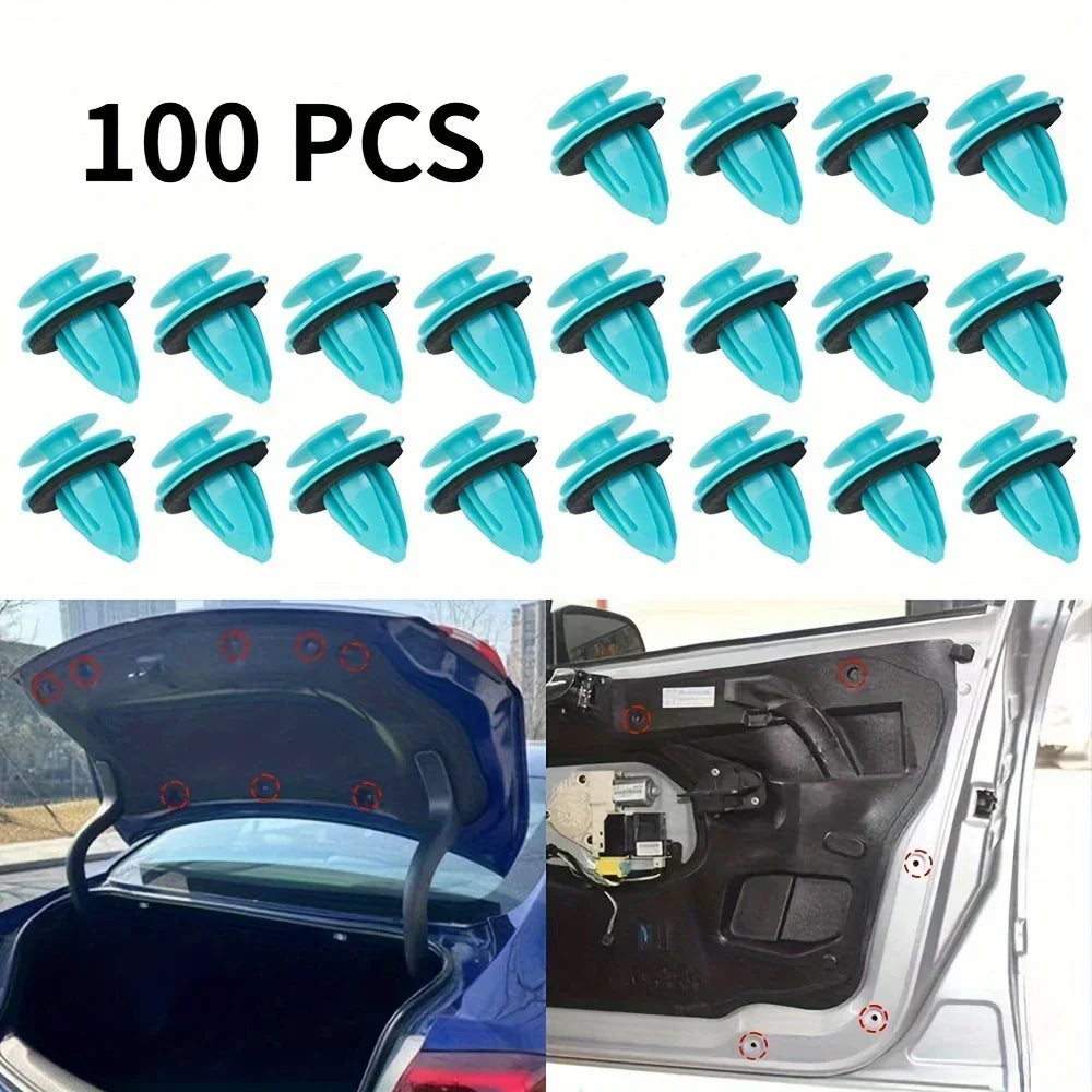 Green Auto Door Panel Clip with Seal Ring Auto Fastener Rivet Bumper Clip Retainer Car Interior Retaining 100/20pcs Amagi
