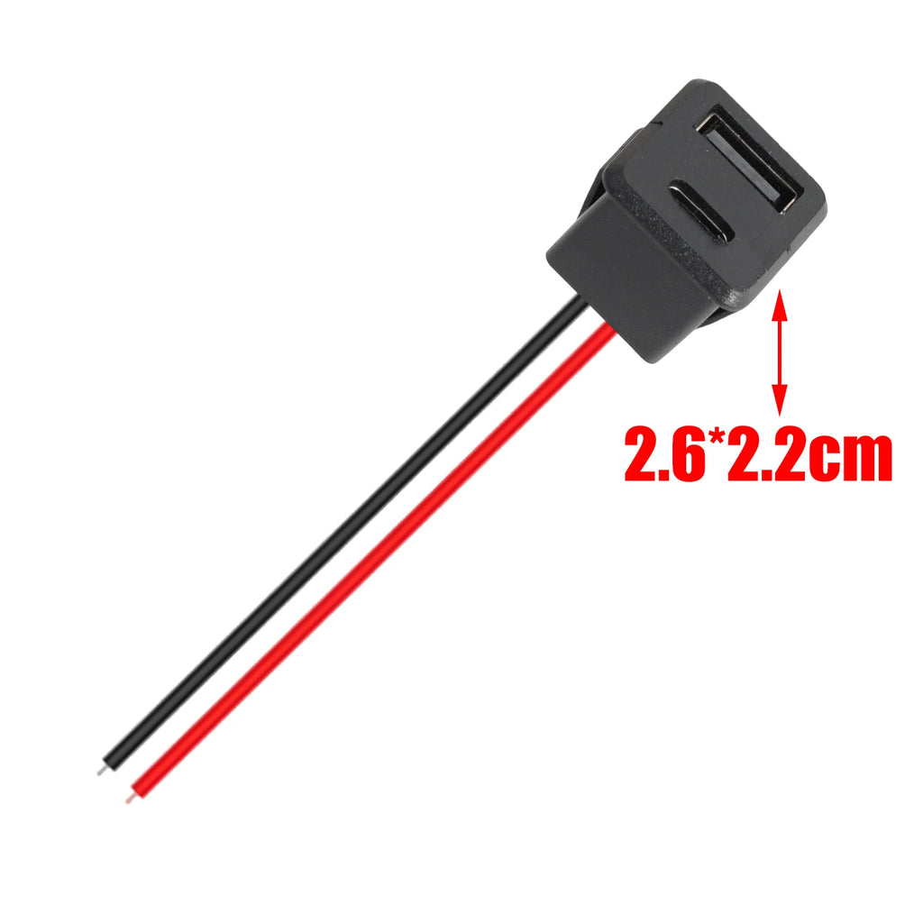5/1pcs Double Layer Usb Female Base Type-C Socket and Female Usb Lamp Charging Socket Power Socket with Cable 2A Connector