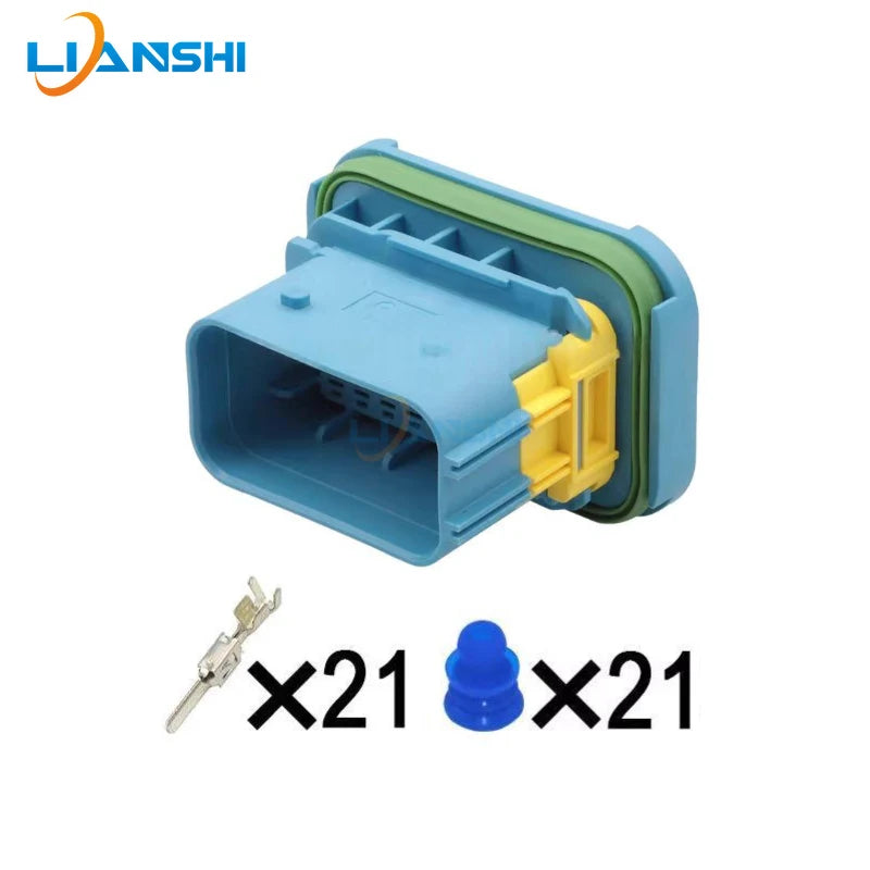3-1534127-1 Automotive waterproof connector, 21-hole blue male and female plug wire harness connector