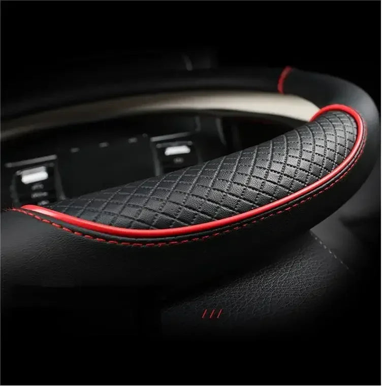 38 Cm/15 Inches Universal Car Faux Leather Steering Wheel Cover Sweat-absorbent And Breathable Handle Interior Upgrade New Amagi