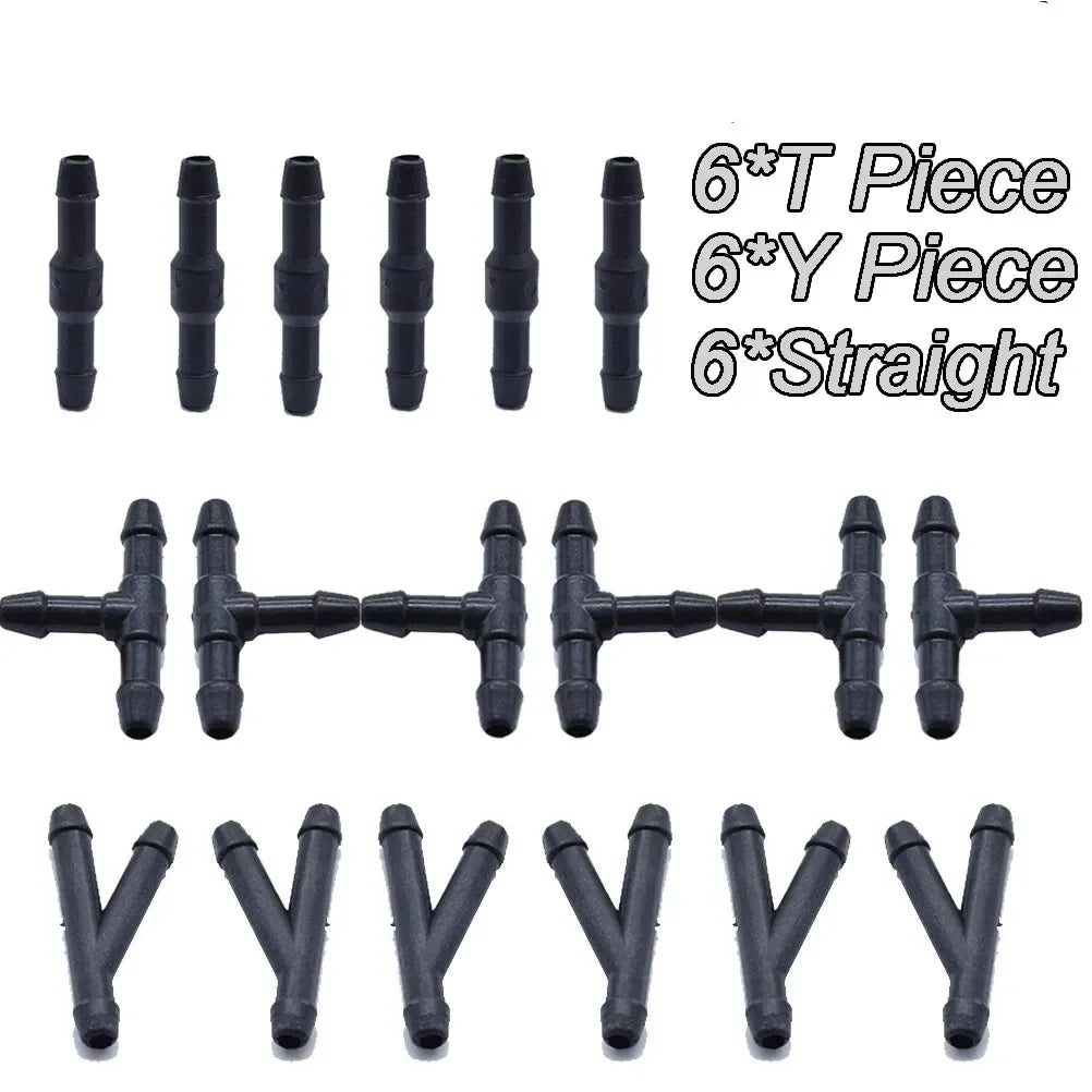 Car Windscreen Washer Joiner Pipe Connector T Piece Straight 3 Way Y Piece Air Fuel Water Petrol Wiper Washer Nozzle Hose
