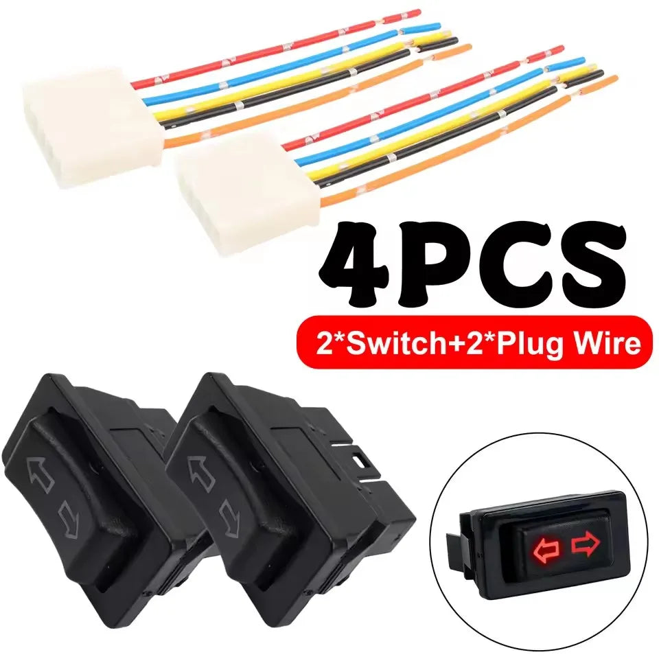 Universal Auto Power Window Switch Glass Lifting Control Button 12V 20A 5 Pin Rocker Toggle Blue Red LED Light Car Interior Kit