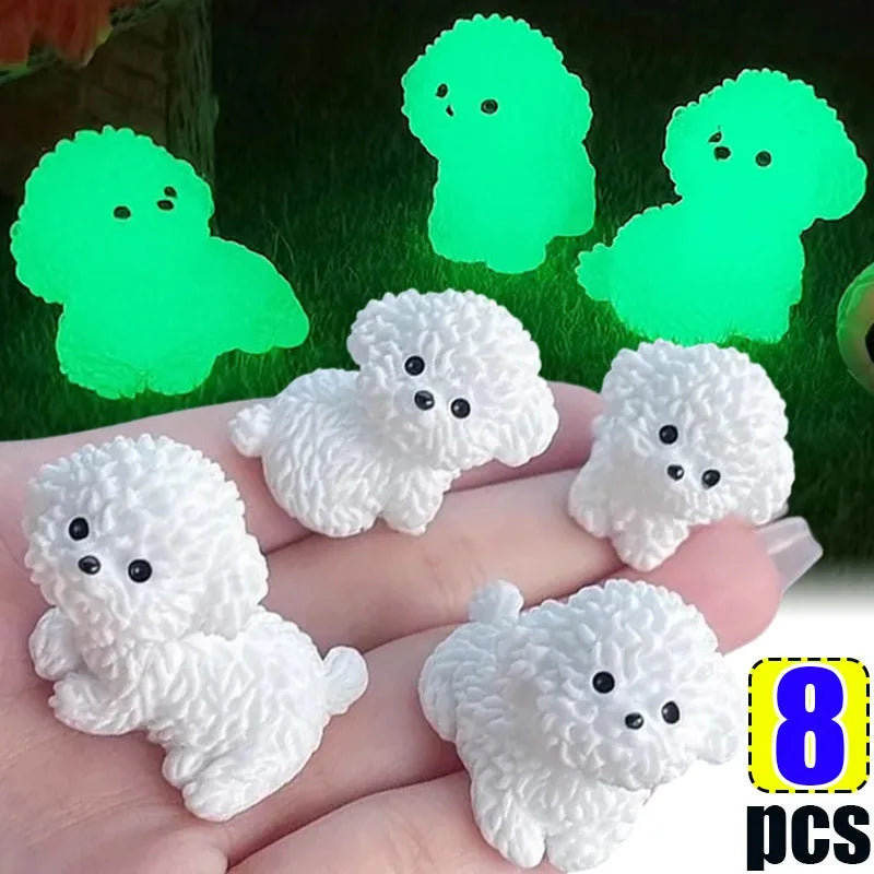Luminous Cute Puppy Bichon Frise Small Ornaments Car Center Console Lighting Decoration Universal Cars Interior Accessories
