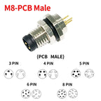 M8 Waterproof Aviation Connector Set, 3–8 Pin Male Female Plug & Socket for Proximity Sensor, Straight Right Angle/Flange Mount