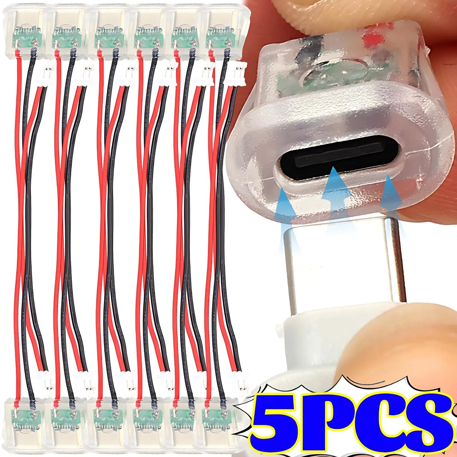 Snap in Panel Mount Type C Female Socket Waterproof C Jack 2 Pin Bare Wire Pigtail 5V 3A Power Charger Port for Car Truck DIY