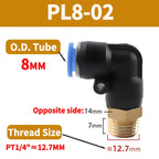 PL Push to Connect Tube Fitting Male Elbow PL4/6/8/10/12mm Tube OD x M5/01/02/03/04 Thread Pneumatic Air Push Fit Lock Fitting