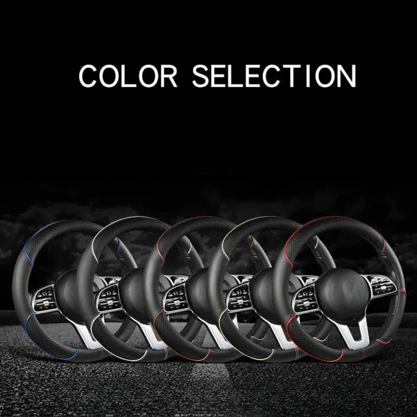 All Seasons Leather Diamond Steering Wheel Cover Universal Fit for 14 .5-15 Inch Durable Leather Cover Anti-Slip Veins Amagi