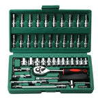 46pcs Ultimate Auto Marine Tool Kit with Socket Wrench Ratchet Set and Durable Steel Construction in Storage Case Motorcycles
