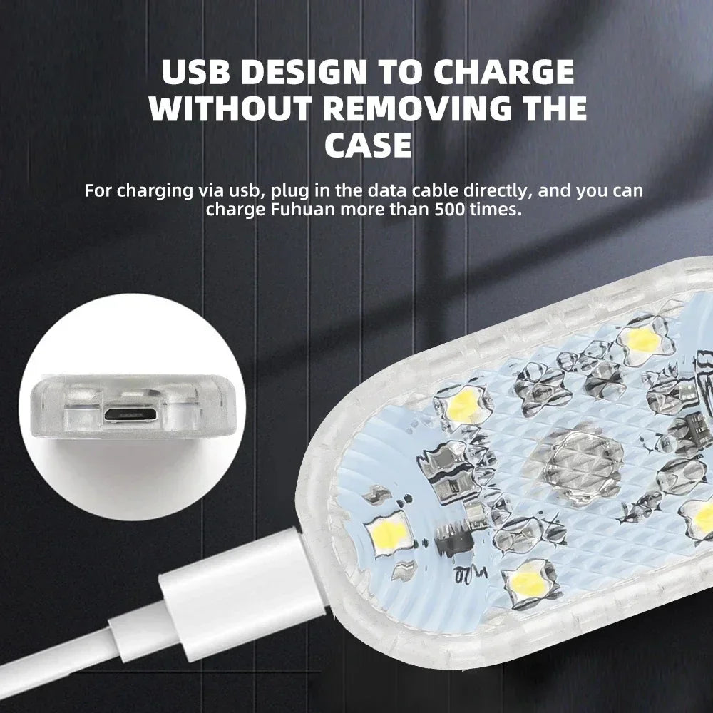 Car Interior Dome Light Finger Touch Sensor Mini LED Reading Lamp Roof Magnets USB Charging Atmosphere Dome Lamp Senser Tools Ne