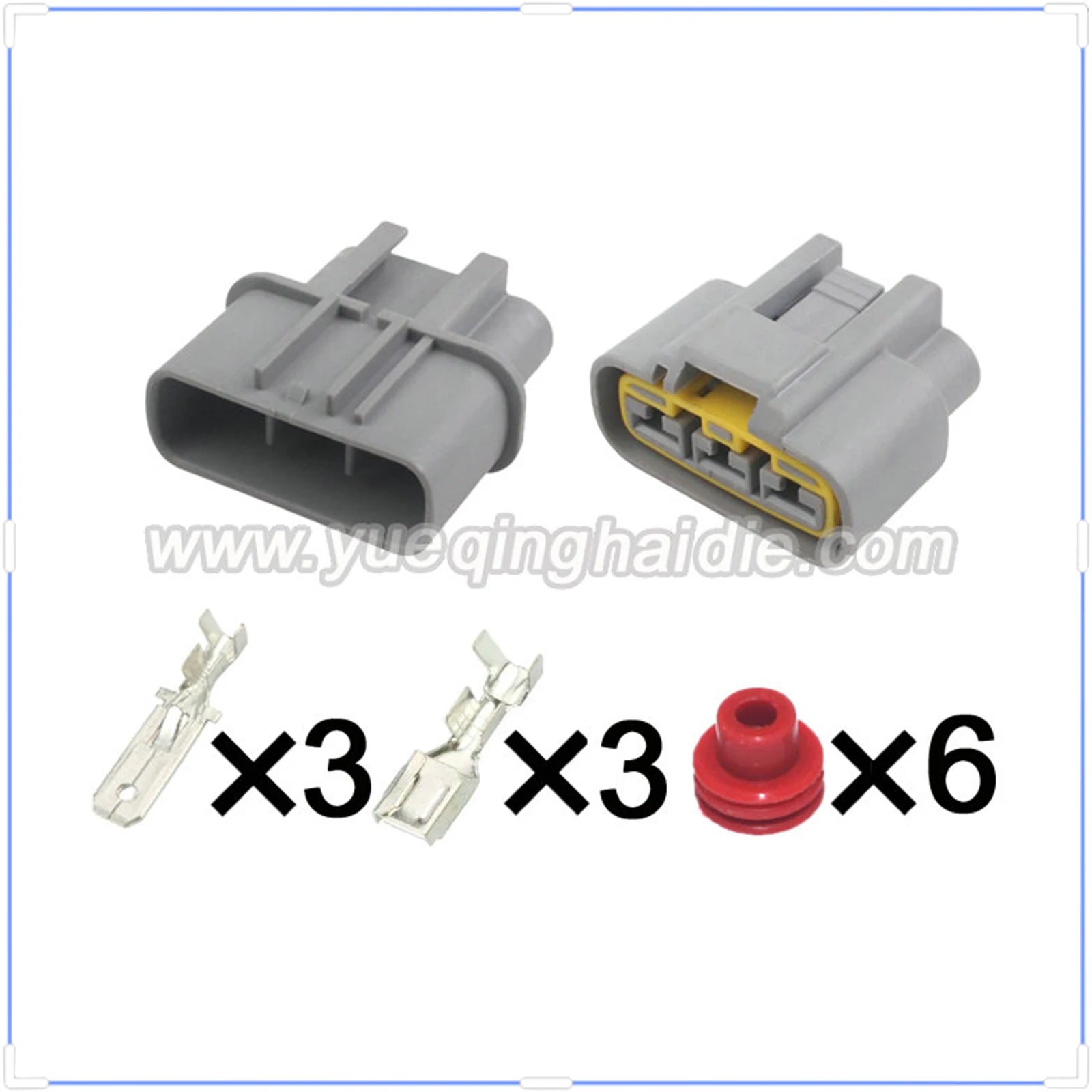 3 Pin Connectors Waterproof 6.3mm Male Female Connectors Automotive QLW Wiring Harness Cable Socket QLW-A-3F-GR QLW-A-3F-B