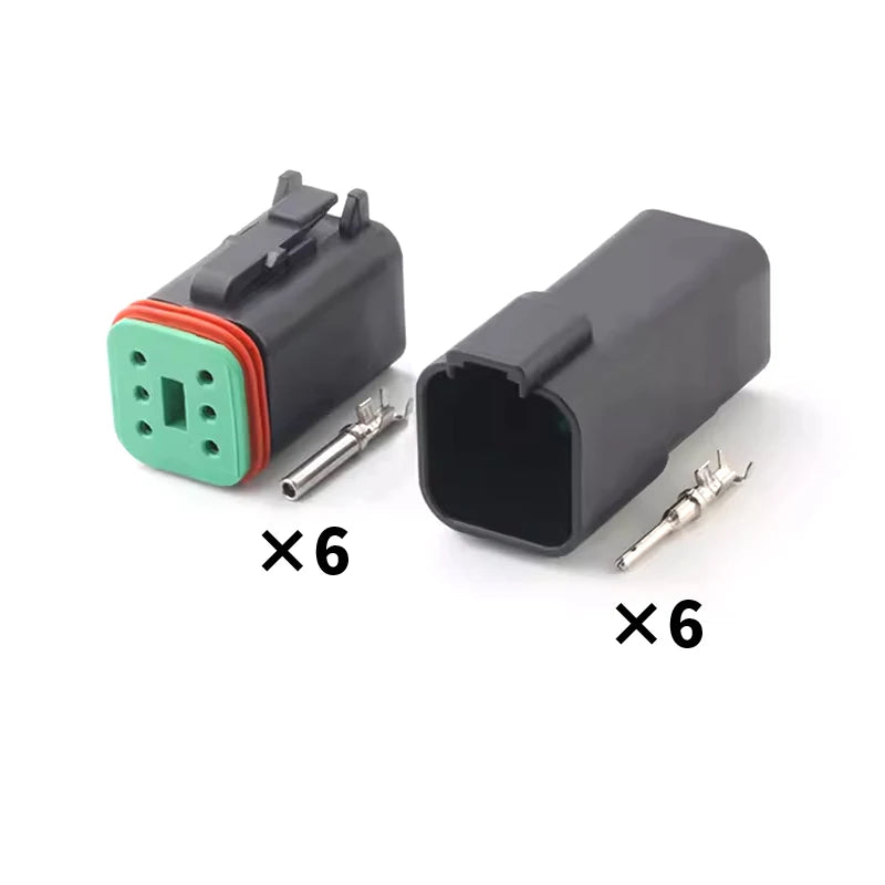 DT06-2S/DT04-2P Deutsch black connector Automotive waterproof wiring harness plug 12PB connector rubber shell with terminal