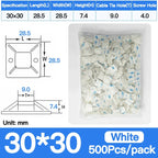 250/500/1000PCS Self-Adhesive Cable Tie Mounts, Strong Sticky Base Wire Holder Clips for Wall Fixing, Cable Routing Management