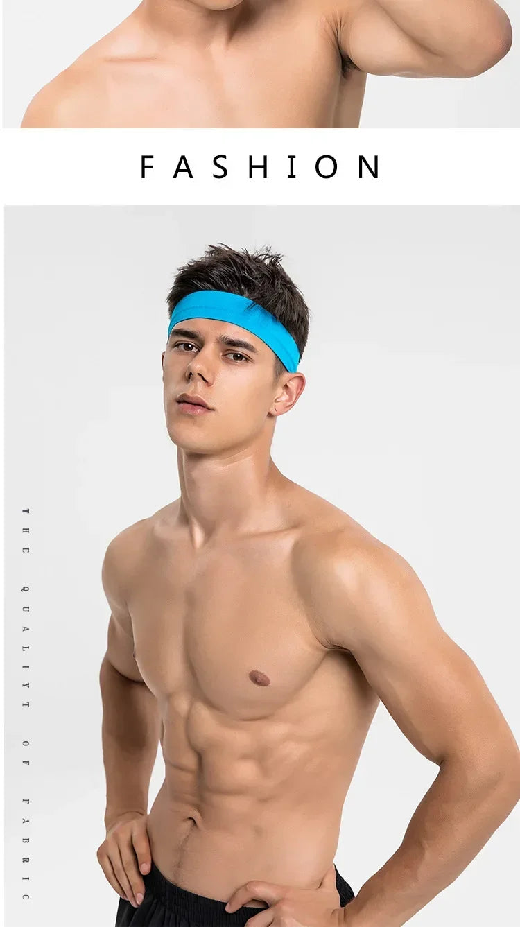 Mens Sports Headband Sweatband Anti-slip Stretch Elastic Outdoor Sport Sweat Headband Women Gym Running Tennis Headwrap Amagi