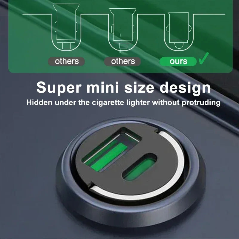 Motorcycle Hidden Car Charger Super Fast Charge Car Cigarette Lighter Conversion Plug One for Two Invisible Car Charger Amagi