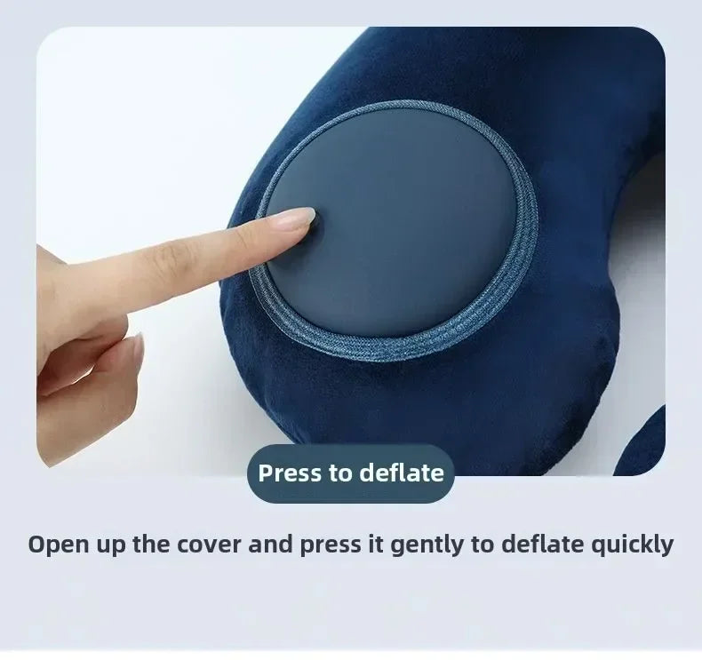U-shaped Travel Pillow with Hump Design Press-to-inflate Portable Neck for Flight and Business Trips U-shaped for Neck Amagi