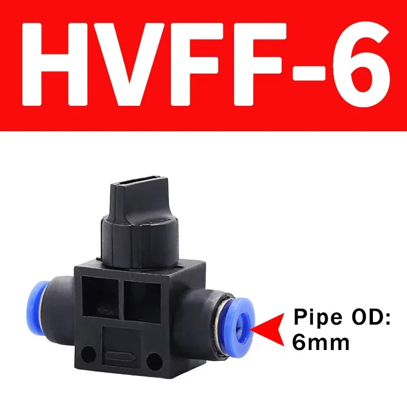 10/50/200 PCS HVFF Air Manual Valve 4mm 6mm 8mm 10mm 12mm, Pneumatic Push In Quick Joint with Manual Current-Limiting Control
