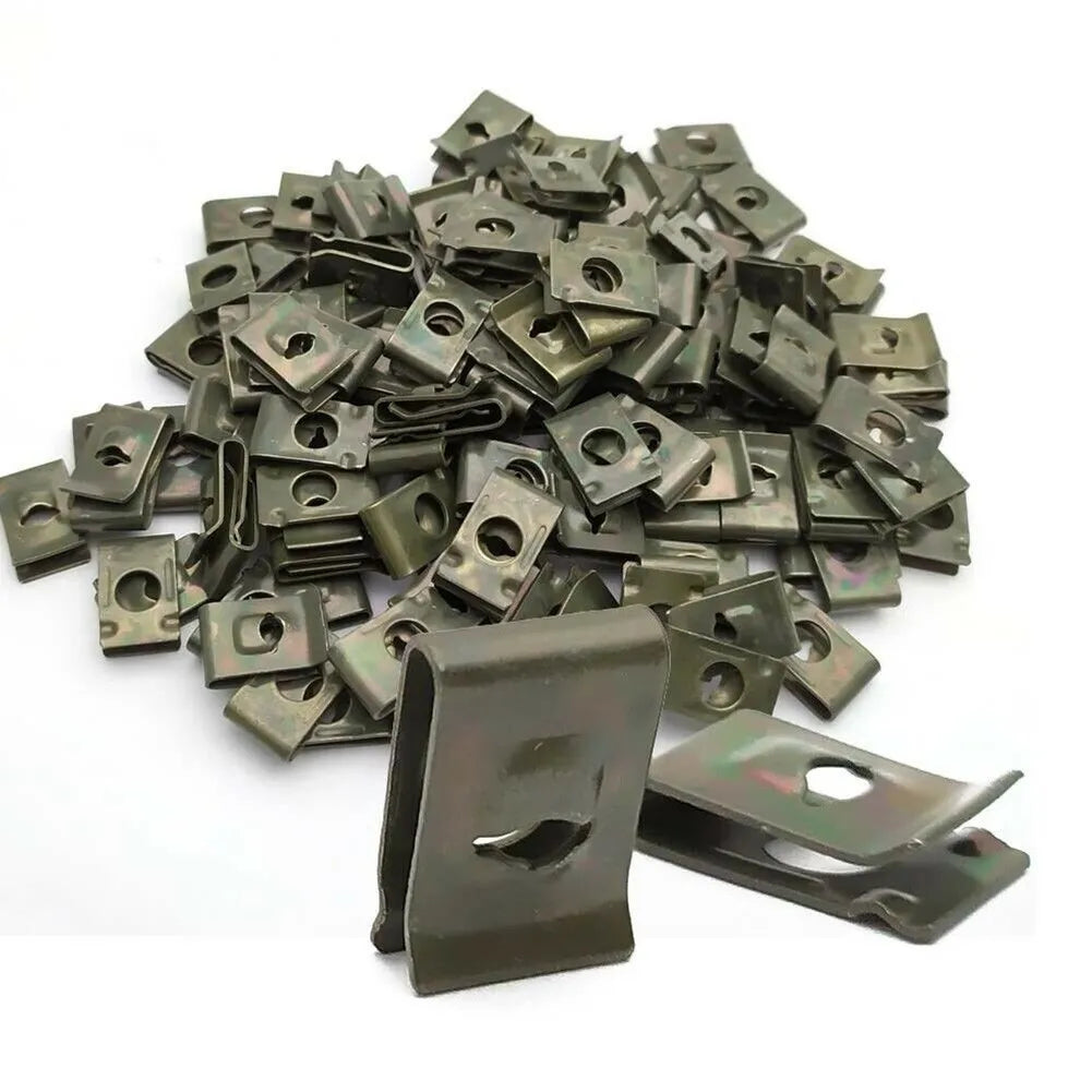 Car Metal Screw Fastener Clips U-Type Clip Anti-rust Iron Sheet Car Motorcycles Screw Buckle Bumper Protection Fastener Clips