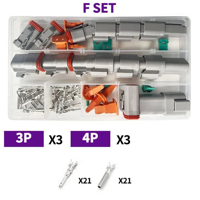 DT Series Deutsch Waterproof Connector Kit Repair Tool Portable Box Suit DT06-2/3/4/6/8/12S DT04-2/3/4/6/8/12P Terminal & Pliers