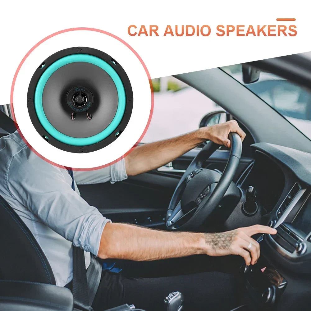 4-6.5 Inch 160W 2-Way Car HIFI Coaxial Speaker Door Audio Music Stereo Tweeter Mid-woofer Full Range Frequency green for Refit