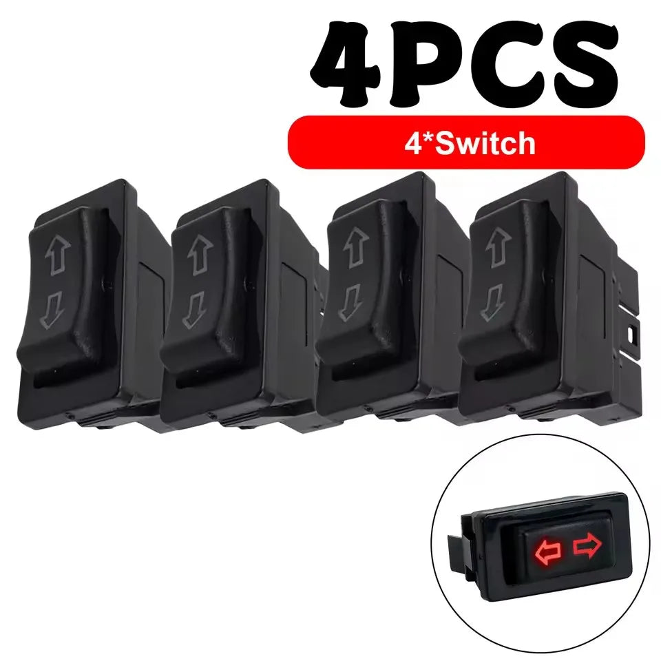 Universal Auto Power Window Switch Glass Lifting Control Button 12V 20A 5 Pin Rocker Toggle Blue Red LED Light Car Interior Kit