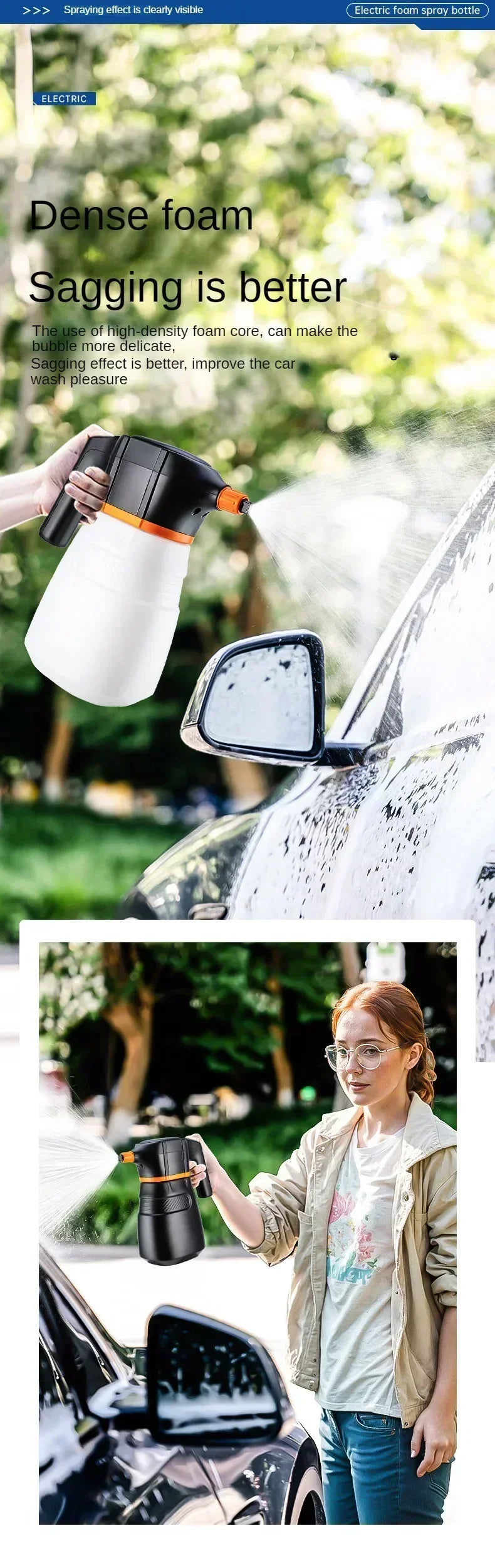 Electric Foam Sprayer Car Wash Clean Detailing Snow Cannon High Pressure Water Gun Rechargeable For Car Wash Foam Can Amagi