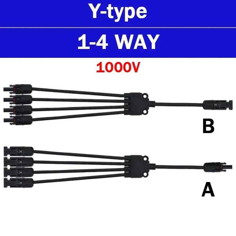 1/5 Sets Photovoltaic Solar PV Connector IP67 Y/T Type 30A 1000V 3-7 Way Branch Kit for PV/MC Cable 2.5/4/6mm² Battery Module
