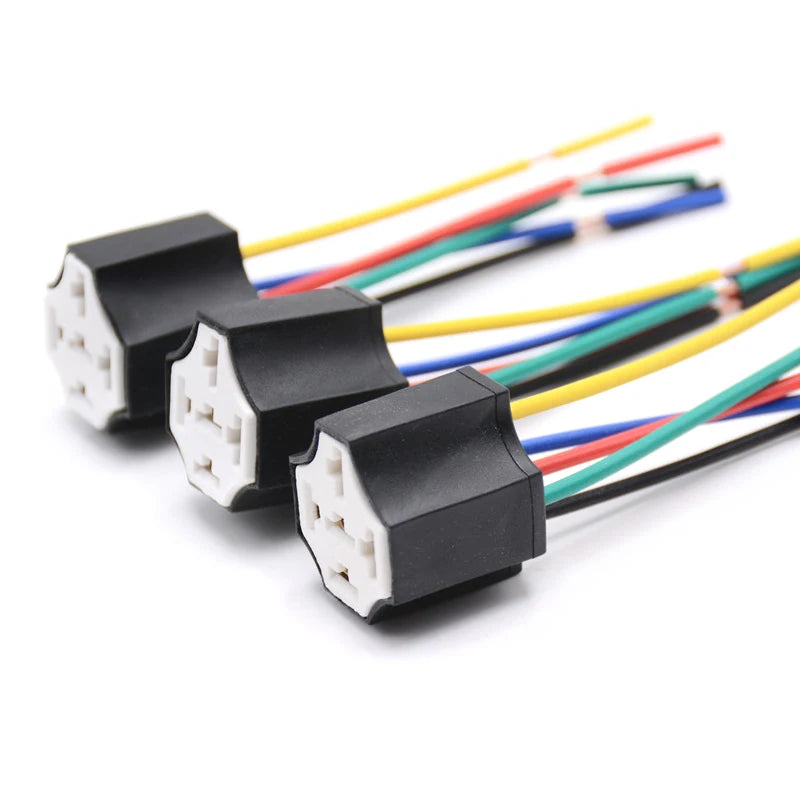 5 pins Auto relay socket 5 pin relay connector plug Ceramic Relay Holder Seat High Relay With Pins Ceramic Car relay holder