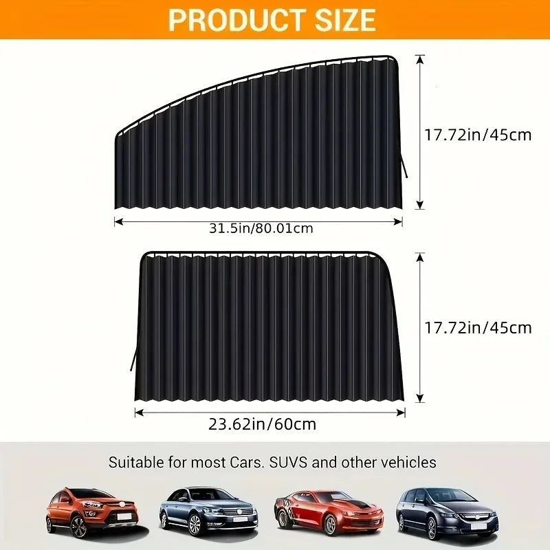 4PCS Magnetic Car Sunshade Window Curtain Auto Window Sun Shade Privacy Sun UV Protection Window Car Interior Accessories Amagi