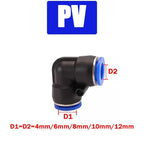 Pneumatic Push-In Tube Fittings – 4/6/8/10/12mm OD, Multiple Types: Straight Union, Elbow, Tee, Male Thread, Quick-Connect