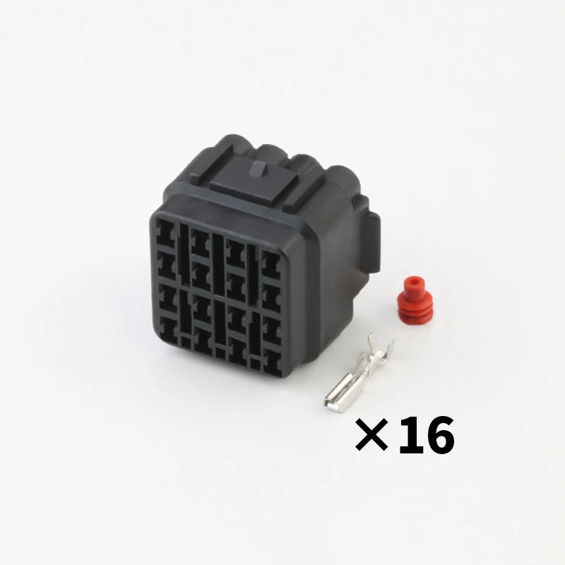 Waterproof connector Headlight wiring harness plug 16 holes black rubber jacket with terminal 6188-0353/6181-6457