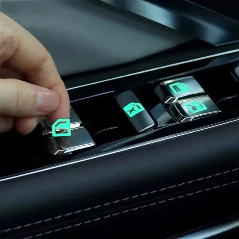Car Window Lifter Stickers Car Night Glowing Interior Button Sticker Decals Car Lifter Switch Night Fluorescent Decoration