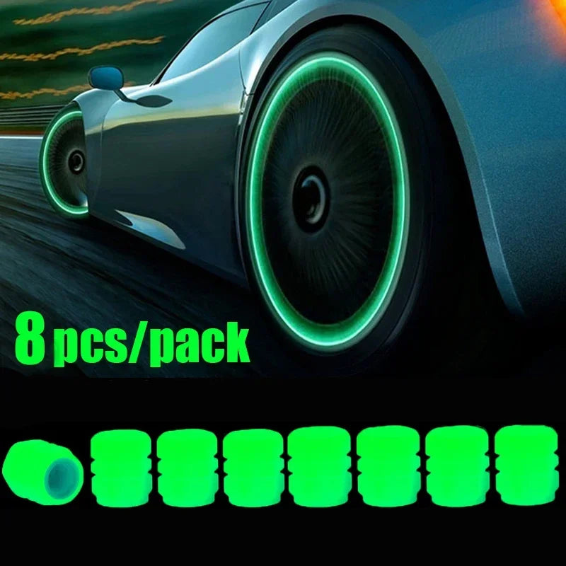 Luminous Car Tire Valve Cap 20/1PCS Fluorescent Night Glowing Decor Motorcycle Bike Wheel Nozzle Dustproof Tyre Valve Stem Caps
